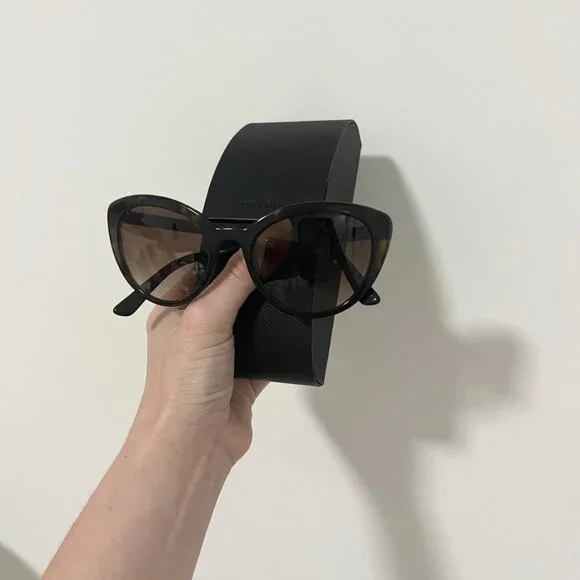 Prada Black Cat Eye Acetate Sunglasses with Case - Picture 2 of 7